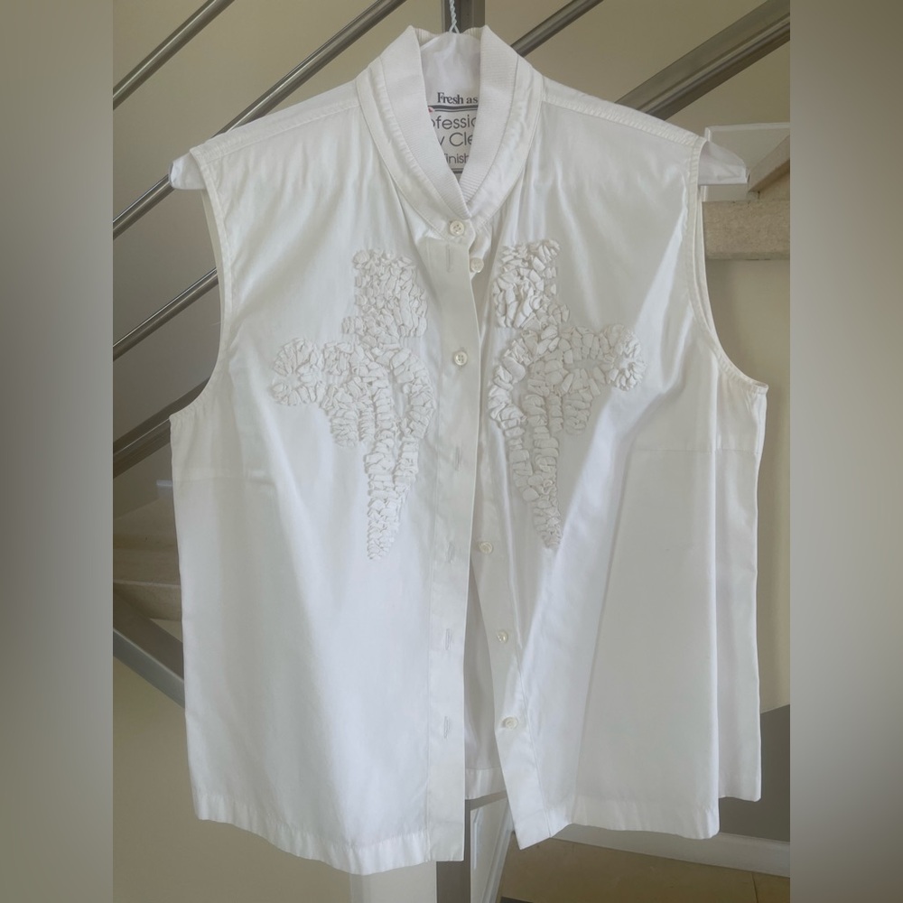 Vintage Givenchy White Sleeveless Button-Up Blouse